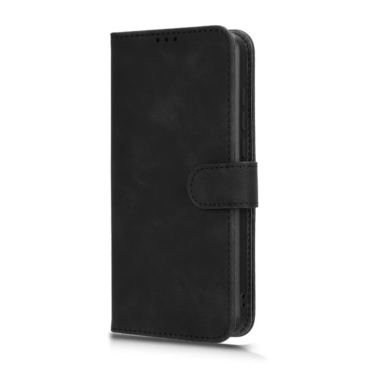 For Oukitel C53 Leather Case Skin-Feel Anti-Drop Wallet Flip Phone Cover - Black