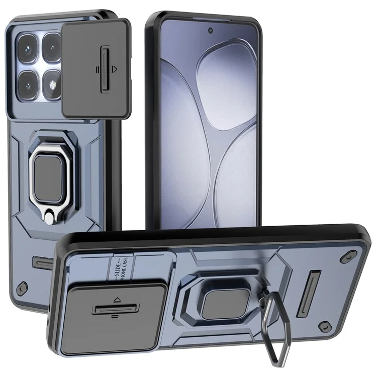 Per Xiaomi Redmi K70 Ultra Case PC+TPU Supporto Telefono Protettore con Copertura Lente - Blu