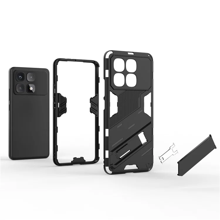 For Xiaomi Redmi K70 Ultra Case PC+TPU Shockproof Phone Cover with Kickstand - Black