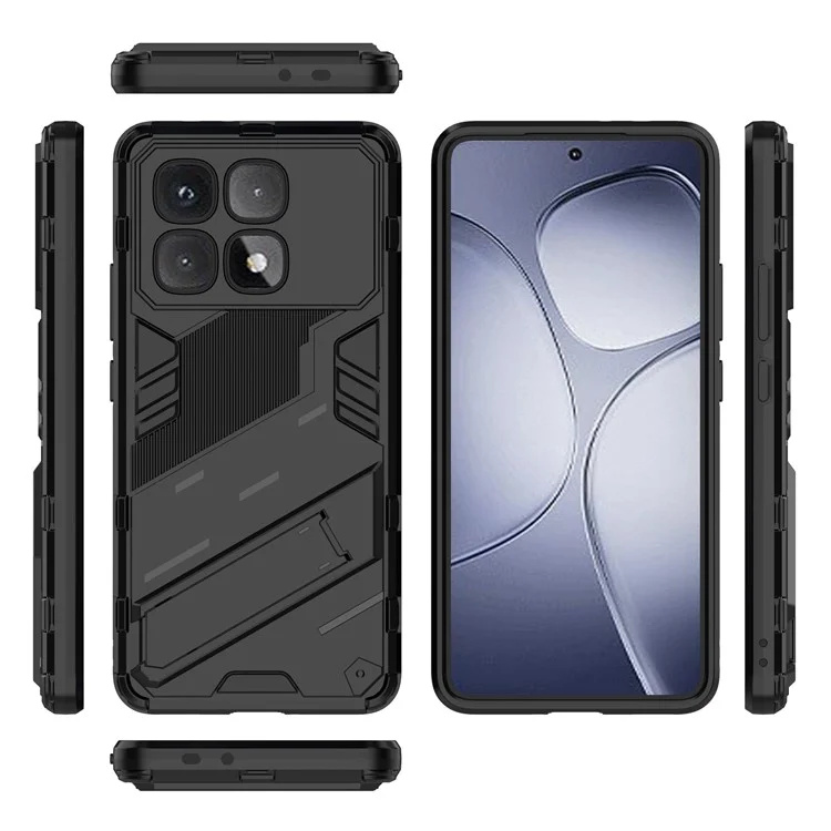 For Xiaomi Redmi K70 Ultra Case PC+TPU Shockproof Phone Cover with Kickstand - Black
