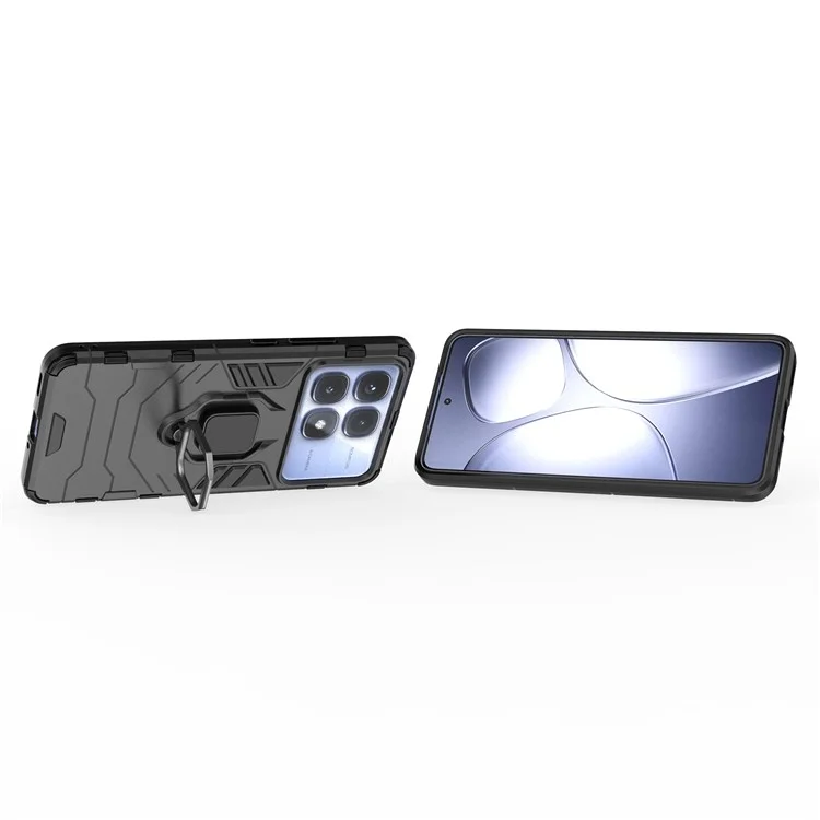For Xiaomi Redmi K70 Ultra Case PC+TPU Protective Phone Cover with Ring Kickstand - Black