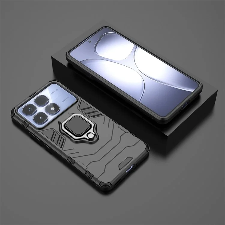 For Xiaomi Redmi K70 Ultra Case PC+TPU Protective Phone Cover with Ring Kickstand - Black