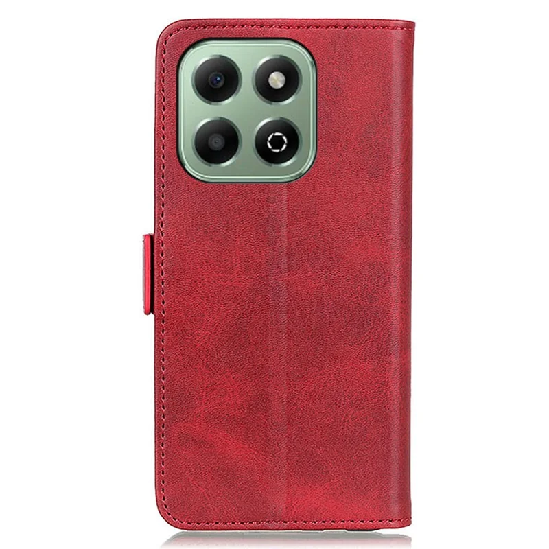 For Honor X6b 4G Case Stand Cowhide Texture PU Leather Phone Cover - Red