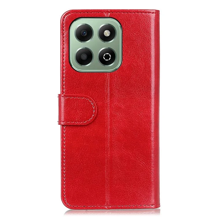 For Honor X6b 4G Case Crazy Horse Texture PU Leather Phone Stand Cover - Red