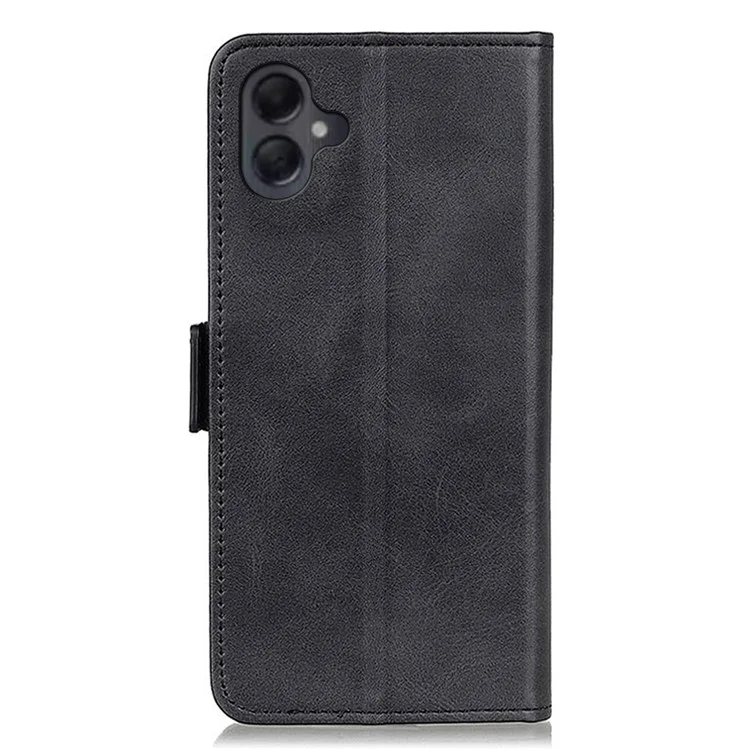 Für Samsung Galaxy A06 Case Stand Cowhide Texture PU Leather Phone Cover - Schwarz