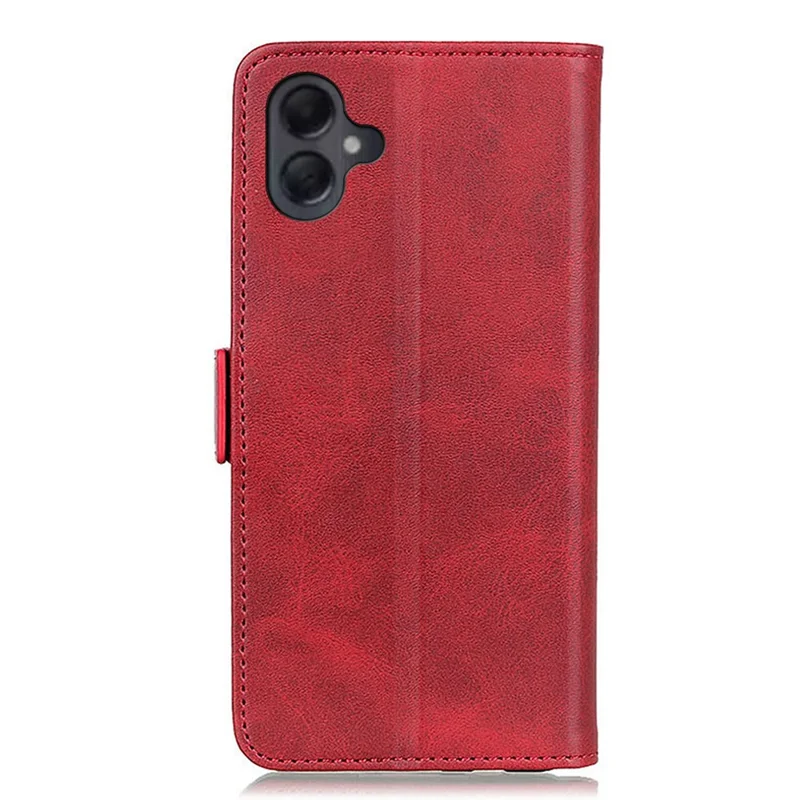 For Samsung Galaxy A06 4G Case Stand Cowhide Texture PU Leather Phone Cover - Red
