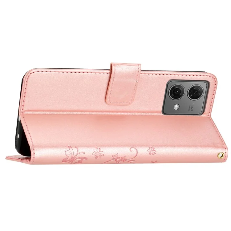 Per Motorola Moto G85 5G / S50 Neo 5G Custodia Portafoglio in Pelle PU con Cinturino - Oro Rosa