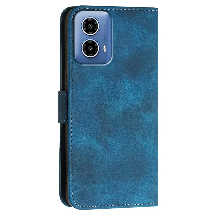 YX0080 Para Motorola Moto G34 5G Case Mariposa Impresión de la Billetera de Cuero Tapa Del Teléfono - Zafiro
