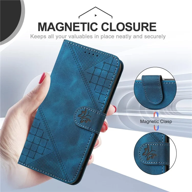 YX0080 Para Motorola Moto G34 5G Case Mariposa Impresión de la Billetera de Cuero Tapa Del Teléfono - Zafiro