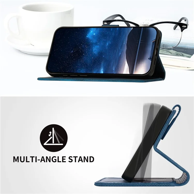 YX0080 Para Motorola Moto G34 5G Case Mariposa Impresión de la Billetera de Cuero Tapa Del Teléfono - Zafiro