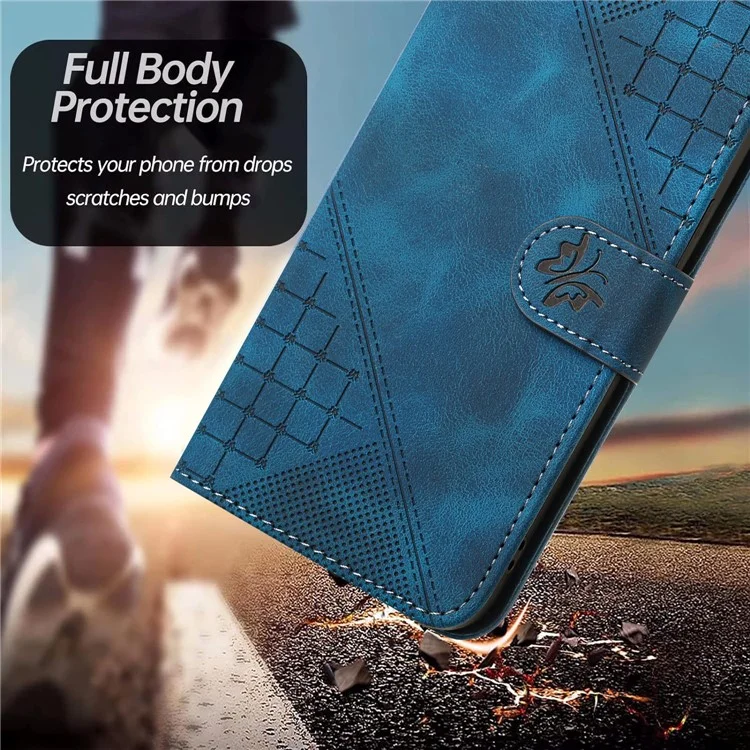 YX0080 Para Motorola Moto G34 5G Case Mariposa Impresión de la Billetera de Cuero Tapa Del Teléfono - Zafiro
