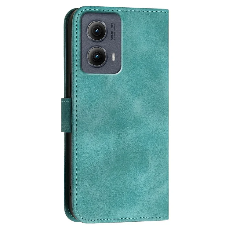 For Motorola Edge (2024) 5G Leather Wallet Case Butterfly Flower Imprinted Phone Cover with Strap - Baby Blue