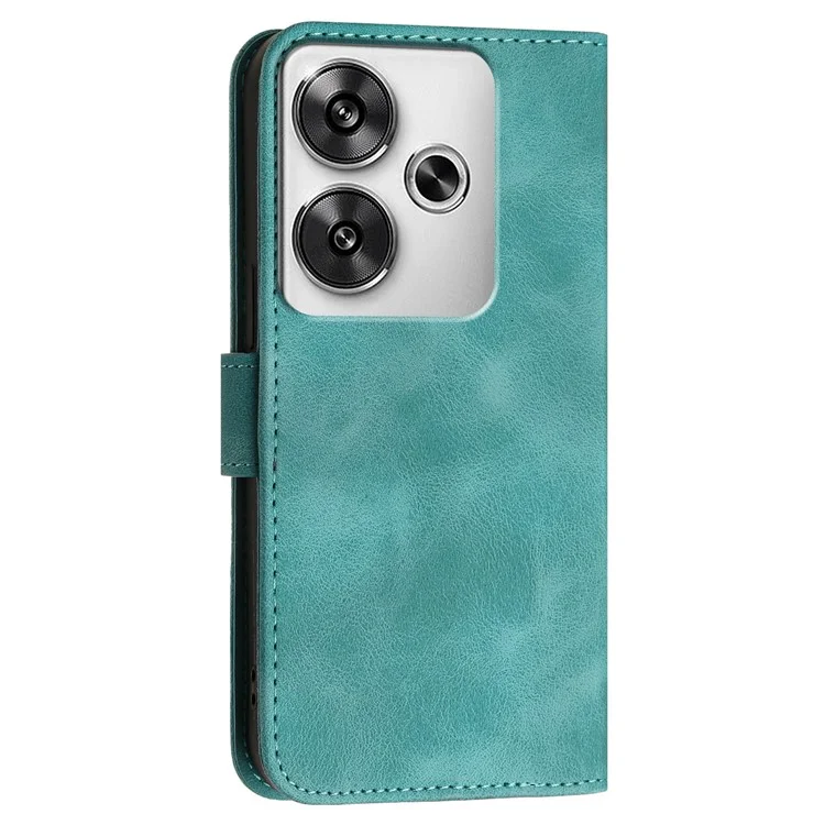 YX0080 Per Xiaomi Poco F6 5G / Redmi Turbo 3 5G Custodia Wallet Pelle Tessitura Farfalla - Blu Neonato