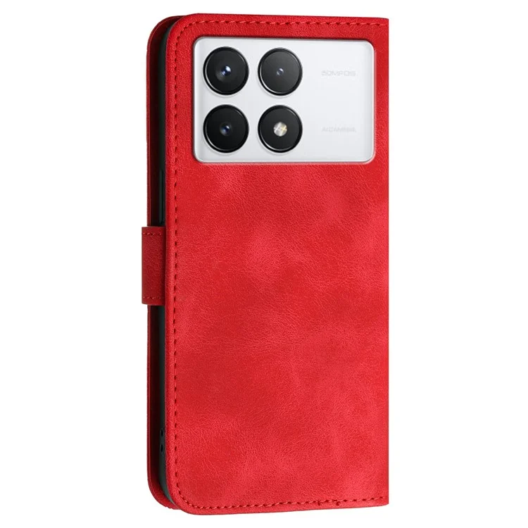 YX0080 Para Xiaomi Poco F6 Pro 5G / Redmi K70 5G / K70 Pro 5G Case Butterfly Impresión de la Billetera de Cuero Cubierta de Teléfono - Rojo