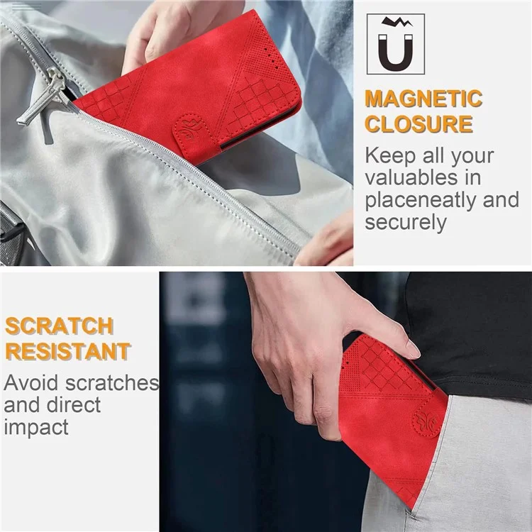 YX0080 Para Xiaomi Poco F6 Pro 5G / Redmi K70 5G / K70 Pro 5G Case Butterfly Impresión de la Billetera de Cuero Cubierta de Teléfono - Rojo