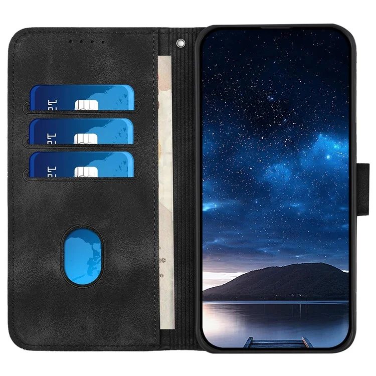 YX0080 Para Honor X8b 4g Case Butterfly Impresión de la Billetera de Cuero Cover de la Billetera - Negro