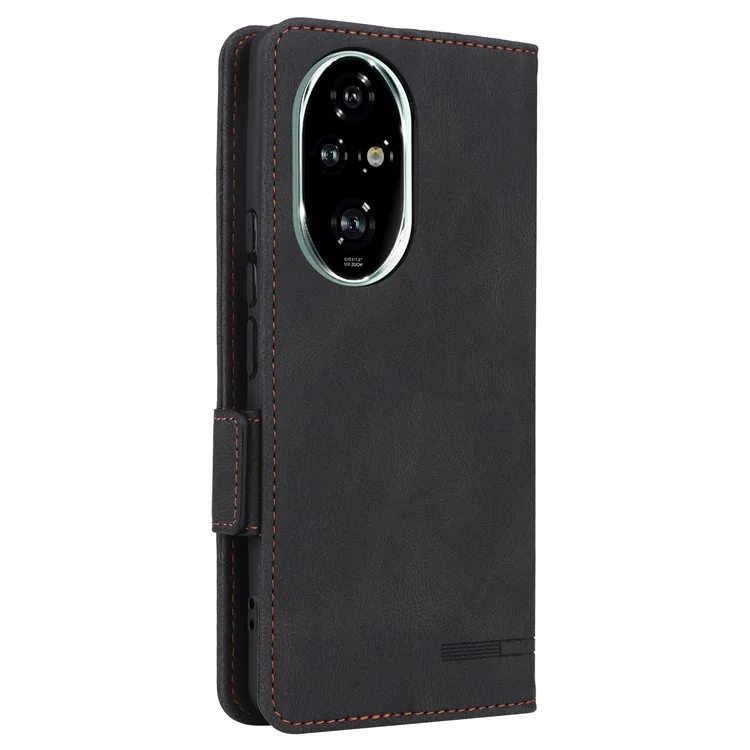 For Honor 200 Pro 5G Case Leather Wallet Flip Phone Cover with Hardware Decor - Black
