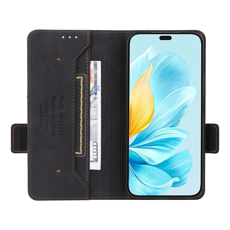Pour L'honneur 200 Lite Couverture de Téléphone à Basculement en Cuir Avec Décoration Matérielle - Noir