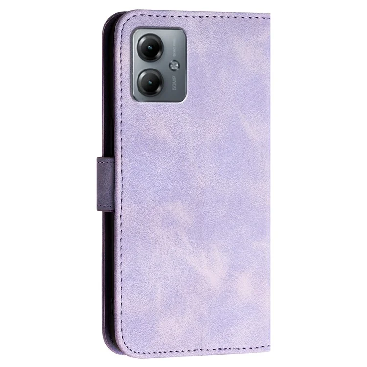 YX0080 Para Motorola Moto G54 5G / G14 4G Case Butterfly Impresión de la Billetera de Cuero Cubierta Del Teléfono - Púrpura Ligera