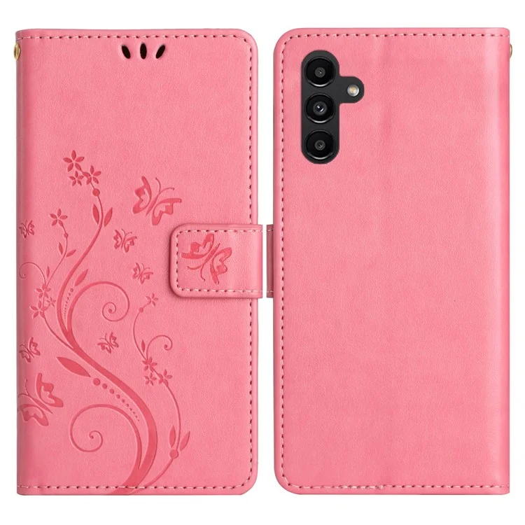 Para o Samsung Galaxy A16 5G / A16 4G Case PU Leather Phone Wallet Cover com Alça - Pink