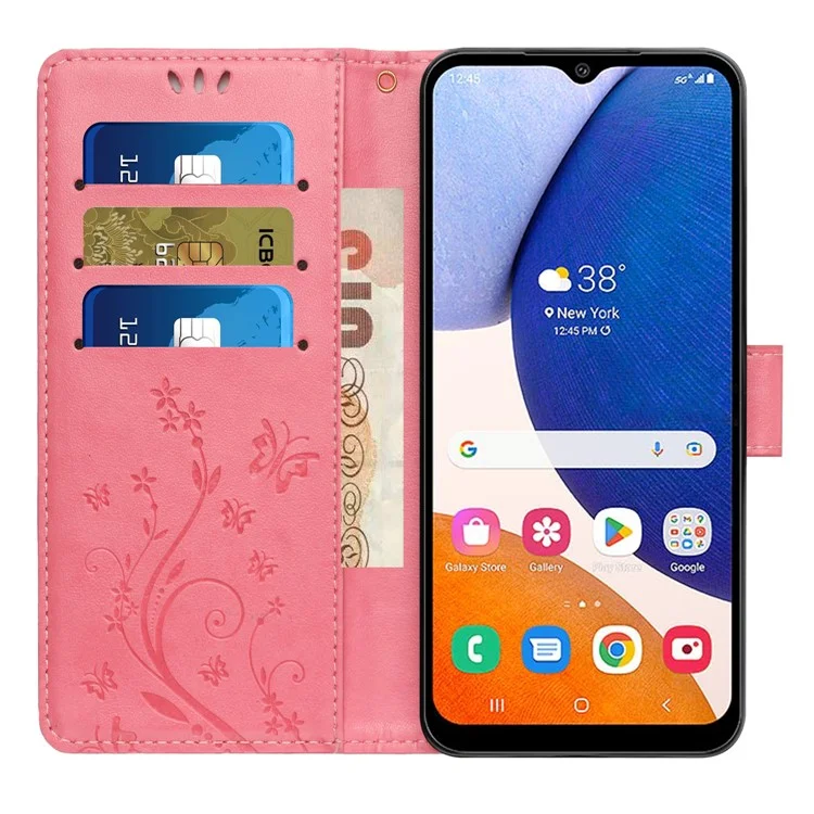 Para o Samsung Galaxy A16 5G / A16 4G Case PU Leather Phone Wallet Cover com Alça - Pink