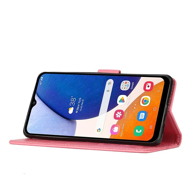 Para o Samsung Galaxy A16 5G / A16 4G Case PU Leather Phone Wallet Cover com Alça - Pink