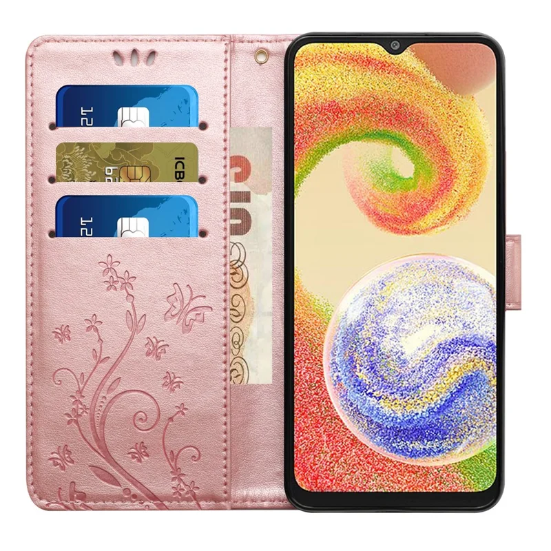 Pour Samsung Galaxy A06 pu Leather Phone Wallet Cover Avec Sangle - or Rose