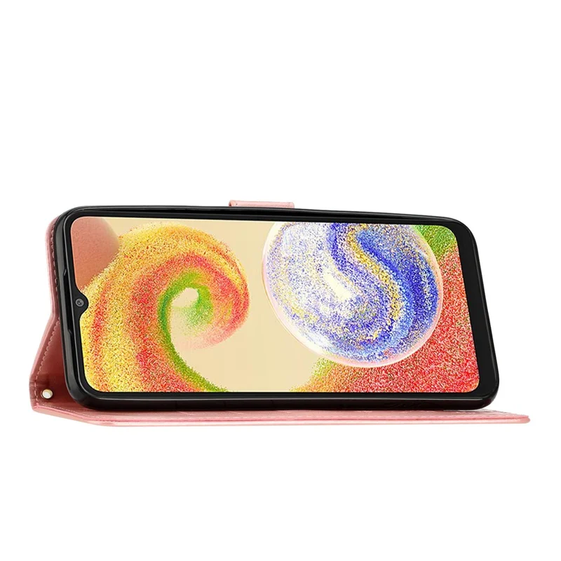 Pour Samsung Galaxy A06 pu Leather Phone Wallet Cover Avec Sangle - or Rose