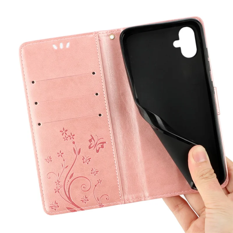 Pour Samsung Galaxy A06 pu Leather Phone Wallet Cover Avec Sangle - or Rose