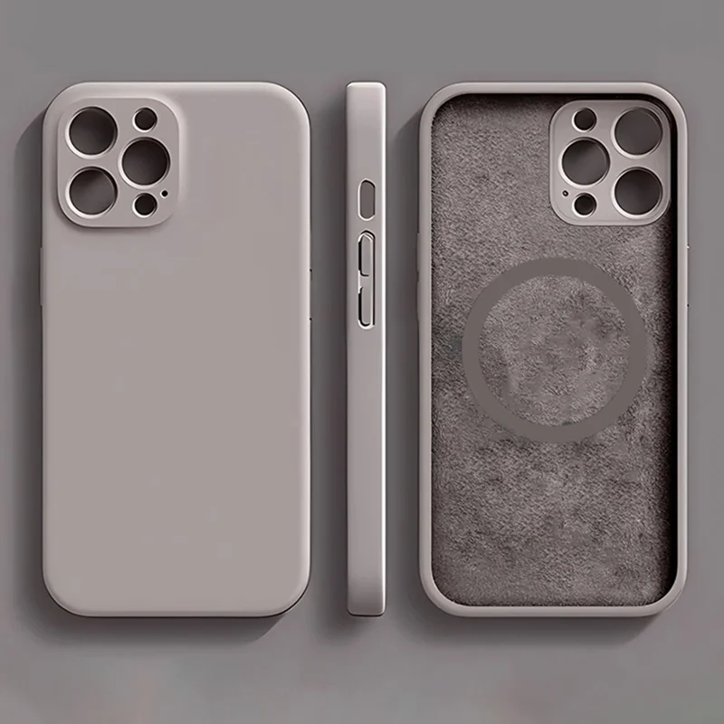For iPhone 16 Pro Max Magnetic Case Shockproof Soft TPU Phone Cover - Grey