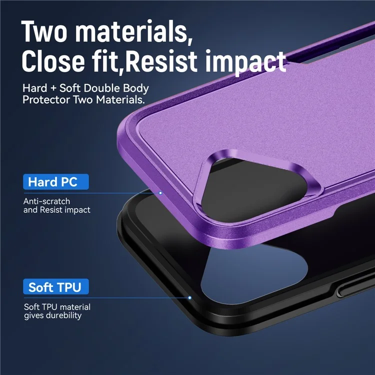 Per iPhone 16 Custodia Grado Militare Anello Supporto PC+TPU Custodia per Telefono - Viola+Nero