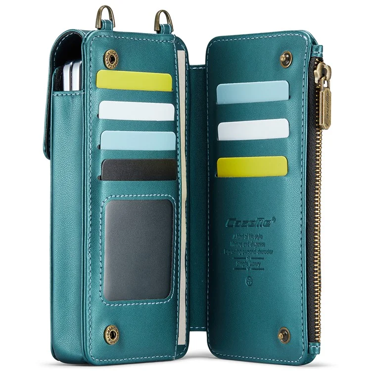 CASEME ME50 Borsa a tracolla per telefono pieghevole RFID Blocking Wallet Glossy Leather Crossbody Phone Bag - Blu