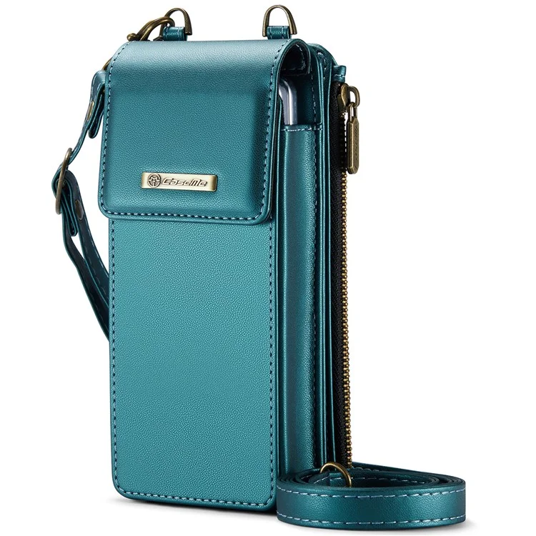 CASEME ME50 Borsa a tracolla per telefono pieghevole RFID Blocking Wallet Glossy Leather Crossbody Phone Bag - Blu