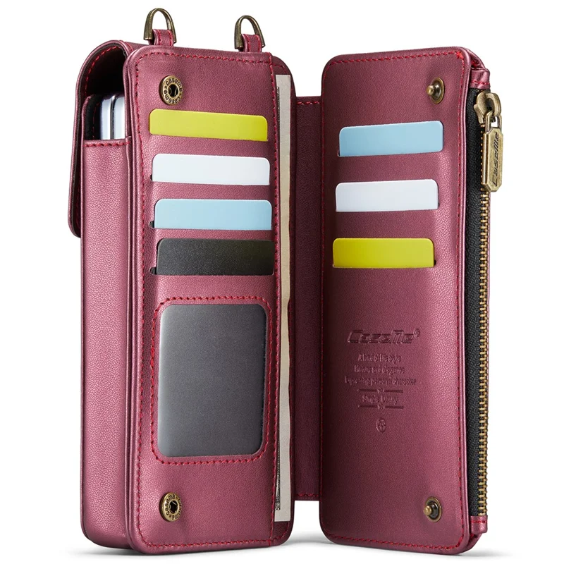 CASEME ME50 Phone Shoulder Bag for Samsung Galaxy Z Fold7 5G / Z Fold6 5G / Z Fold5 5G / Z Fold4 5G / Z Fold3 5G RFID Blocking Leather Pouch - Red