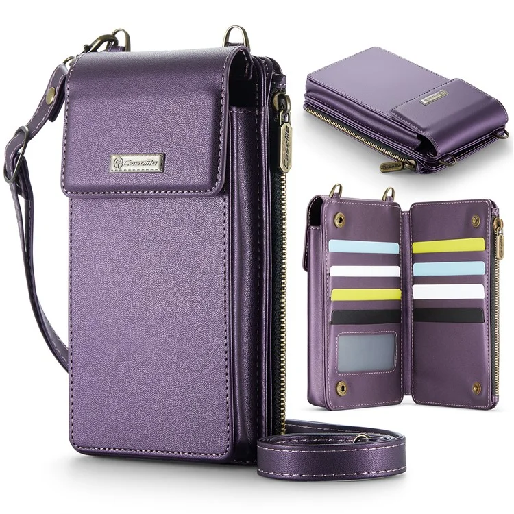 CASEME ME50 Borsa a tracolla in pelle PU RFID Blocking Wallet Universal Phone Bag - Viola