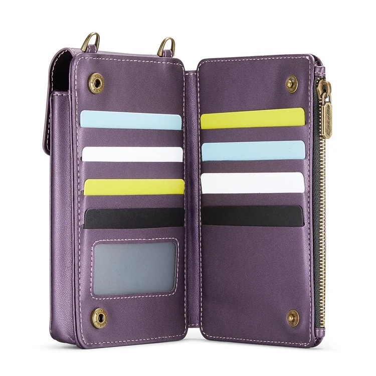 CASEME ME50 Borsa a tracolla in pelle PU RFID Blocking Wallet Universal Phone Bag - Viola