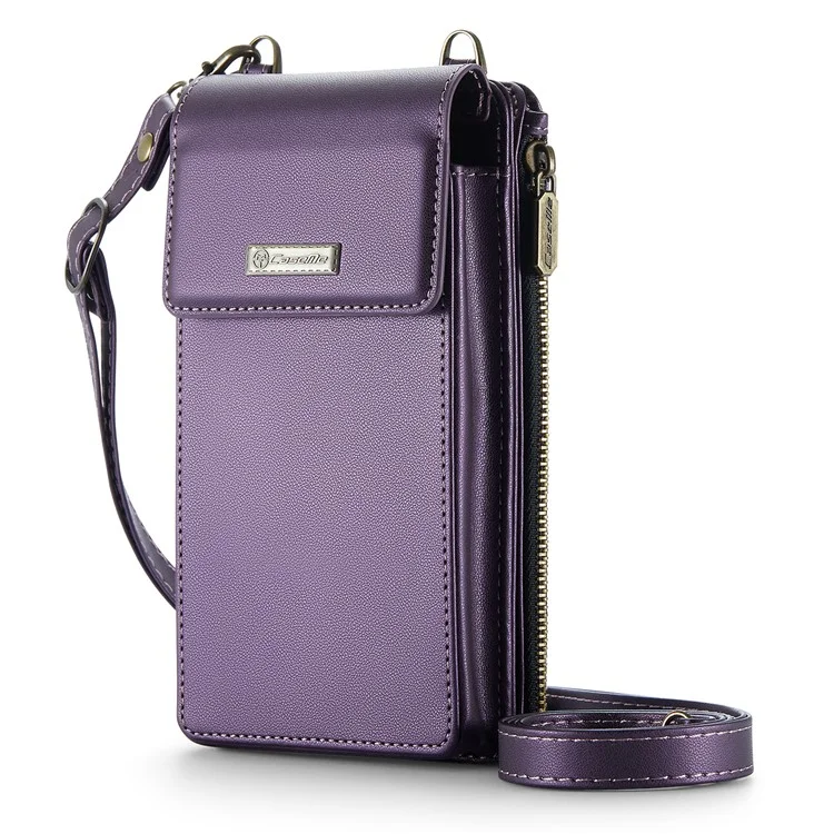 CASEME ME50 Borsa a tracolla in pelle PU RFID Blocking Wallet Universal Phone Bag - Viola