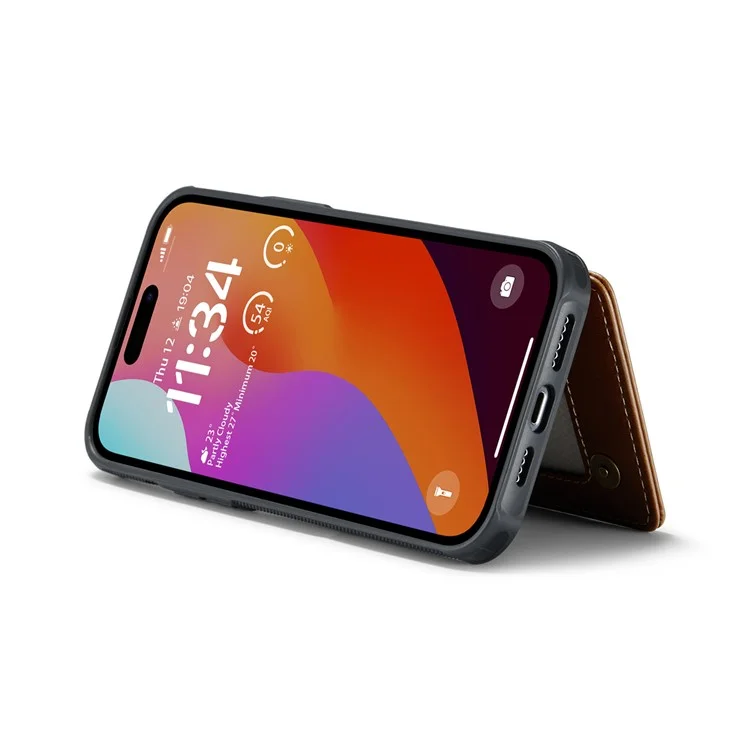 CASEME C22 Series Para iPhone 16 Pro Max Funda de Cuero + TPU Cubierta Bloqueo RFID 5 Ranuras para Tarjetas - Marrón