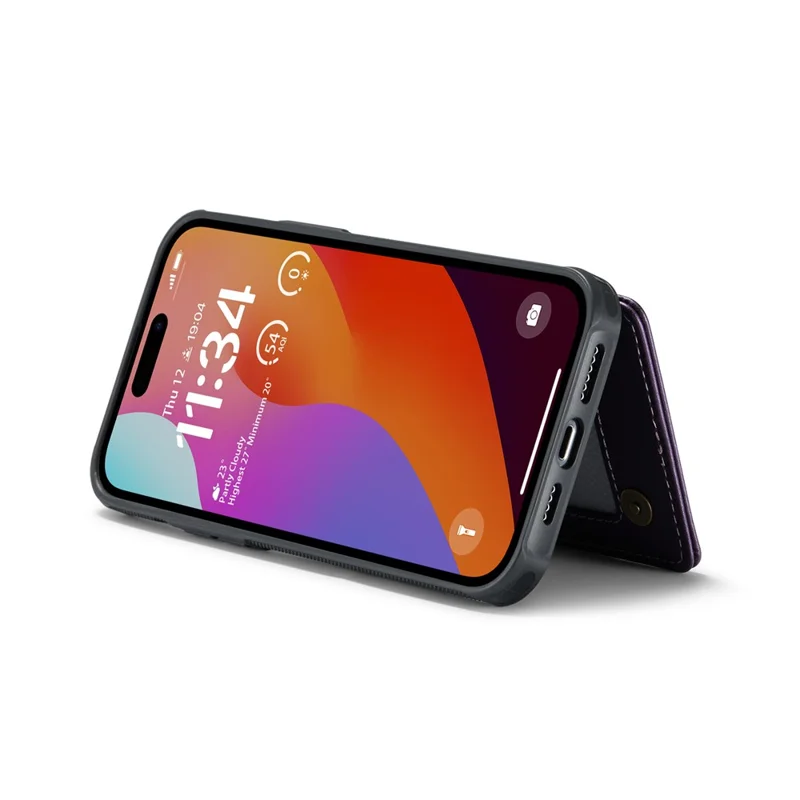 For iPhone 16 Pro Max Phone Case CASEME C22 Leather Back Cover with RFID Blocking Card Slots - Purple