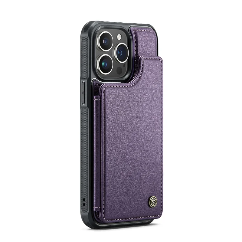 For iPhone 16 Pro Max Phone Case CASEME C22 Leather Back Cover with RFID Blocking Card Slots - Purple