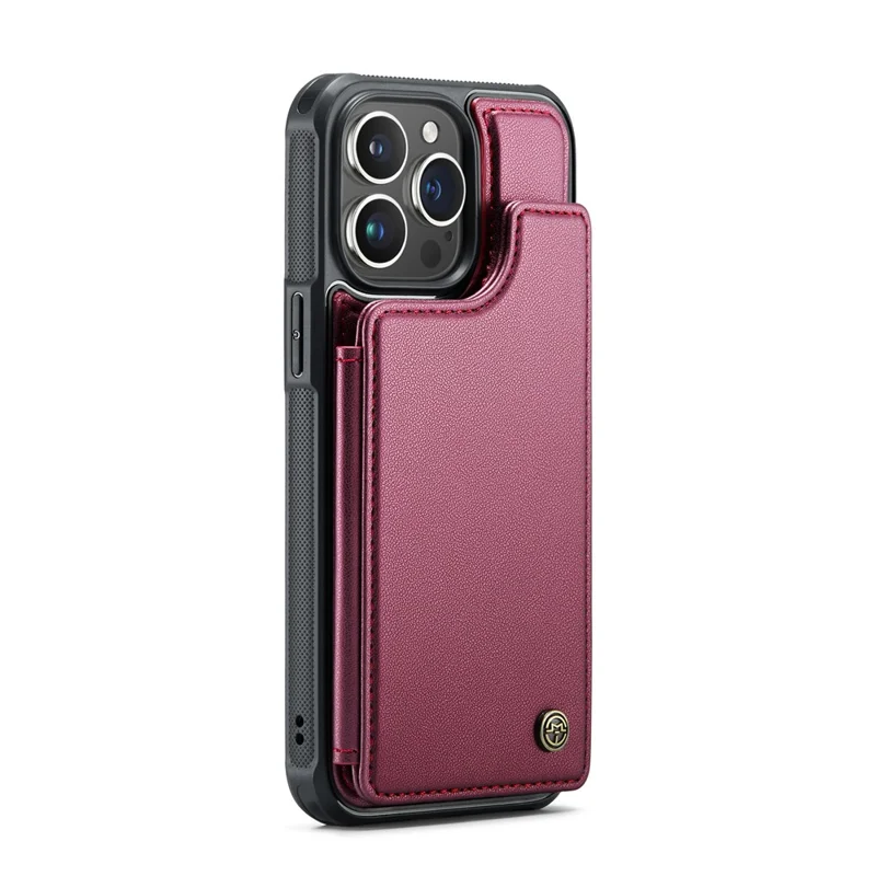 For iPhone 16 Pro Max Phone Case CASEME C22 Leather Back Cover with RFID Blocking Card Slots - Red