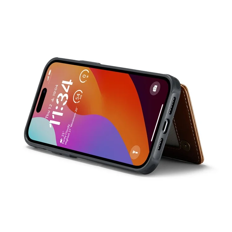 CASEME C22 Series для iPhone 16 Pro Case из кожи + TPU Чехол с защитой от RFID-сканирования и слотами для карт - коричневый