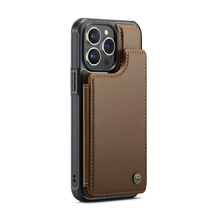 CASEME C22 Series для iPhone 16 Pro Case из кожи + TPU Чехол с защитой от RFID-сканирования и слотами для карт - коричневый