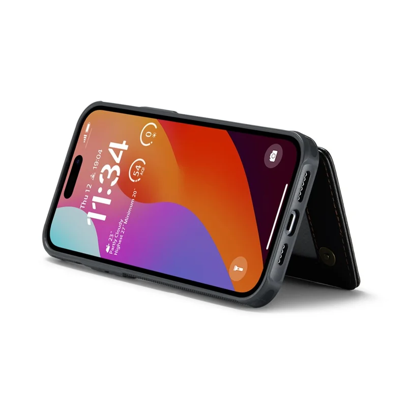 For iPhone 16 Pro Phone Case CASEME C22 Leather Back Cover with RFID Blocking Card Slots - Black