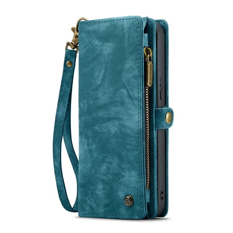 For iPhone 16 Pro Phone Cases CASEME Leather Cover with Detachable Wallet and Strap - Blue