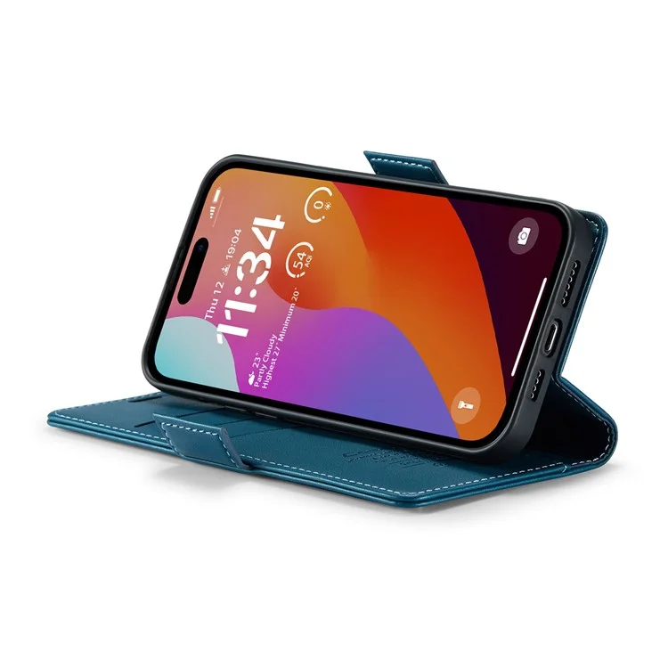 CASEME 023 Serie für iPhone 16 Pro Max Hülle RFID-Blockierung Glanz Ständer Handyhülle - Blau