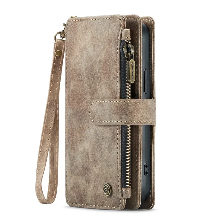 Capa CASEME C30 Series para iPhone 16 Pro, em Couro PU com 7 Compartimentos para Cartões - Marrom