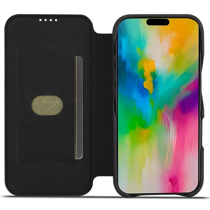 LC.IMEEKE For iPhone 16 Plus Case Card Holder Stand Leather Phone Cover - Black