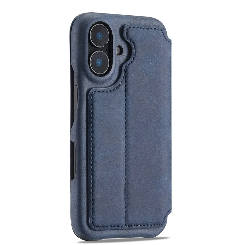 LC.IMEEKE For iPhone 16 Case Card Holder Stand Leather Phone Cover - Blue