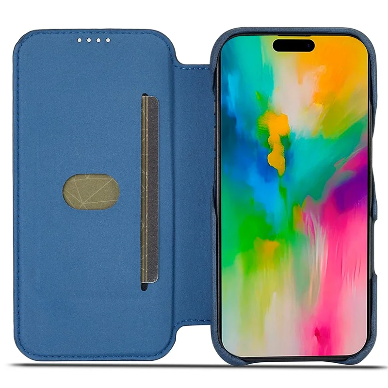 LC.IMEEKE For iPhone 16 Pro Max Case Card Holder Stand Leather Phone Cover - Blue
